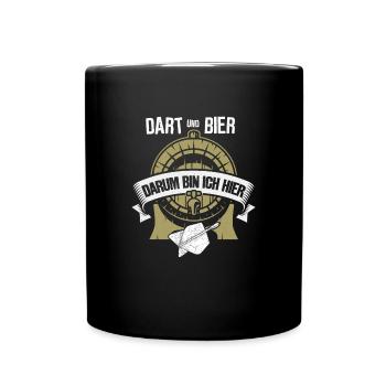 Darts und Bier - Tasse einfarbig - Schwarz - Vorne