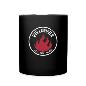 Grillmeister - Held Papa Ehemann - Tasse einfarbig - Schwarz - Vorne