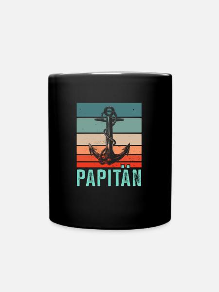 Kapitän Papa - Papitän Vater - Tasse einfarbig - Schwarz