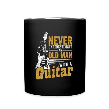 Gitarrist Alter Mann Gitarre Musiker Rente - Tasse einfarbig - Schwarz - Vorne