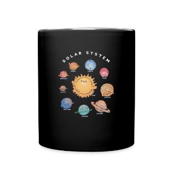 Unser Solarsystem - Universum - Tasse einfarbig - Schwarz - Vorne