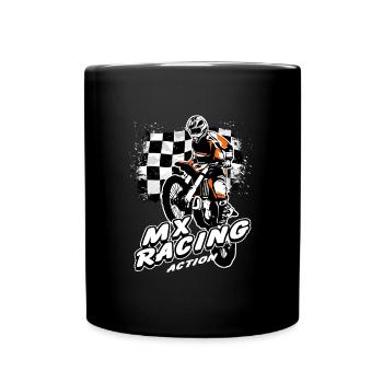 Moto Cross - Motocross - Supercross - MX - SX - Tasse einfarbig - Schwarz - Vorne