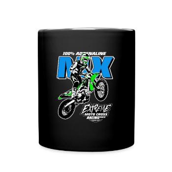 Moto Cross - Motocross - Supercross - MX - SX - Tasse einfarbig - Schwarz - Vorne