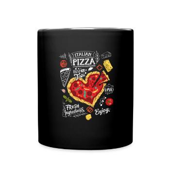 Beste Pizza Tafel - Herz Rezept - Tasse einfarbig - Schwarz - Vorne