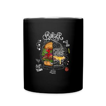 Best Burger Tafel - Rezept - Tasse einfarbig - Schwarz - Vorne