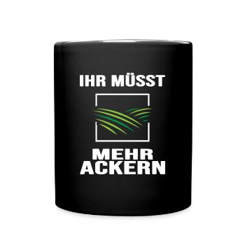 Traktor Traktorfahrer "Ackern" Schlepper Bauernhof - Tasse einfarbig - Schwarz - Vorne