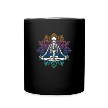Yoga Meditation Skelett I Lustig Sarkastisch - Tasse einfarbig - Schwarz - Vorne