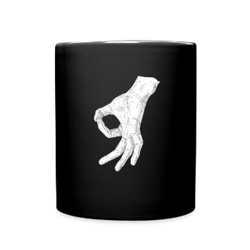 Gotcha, Reingeschaut - Fingerkreis Kreisspiel - Tasse einfarbig - Schwarz - Vorne