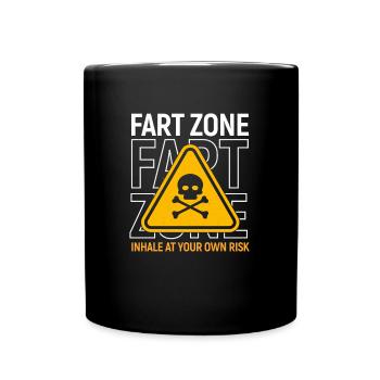 Furzzone - Lustiges Fart Zone Schild - Tasse einfarbig - Schwarz - Vorne