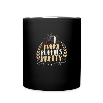 Hundefriseur Grooming Hunde Pflege Spruch - Tasse einfarbig - Schwarz - Vorne