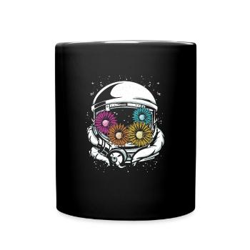 Astronaut Flowers - Mond & Weltall - Tasse einfarbig - Schwarz - Vorne