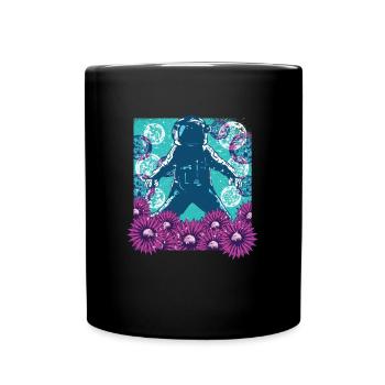 Astronaut Flowers - Mond & Weltall - Tasse einfarbig - Schwarz - Vorne