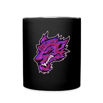Tête de loup Tatouage Tête de Loup Graffiti Rose - Mug uni - noir - Devant