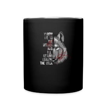 Motivation Wolf Wolfsrudel - Tasse einfarbig - Schwarz - Vorne