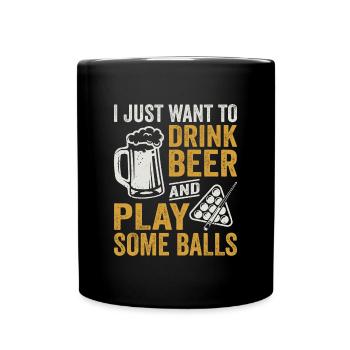 Billard Bier Billardkugel Billardspieler - Tasse einfarbig - Schwarz - Vorne