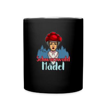 Schwarzwald Schwaben Bollenhut Mädel Spruch - Tasse einfarbig - Schwarz - Vorne