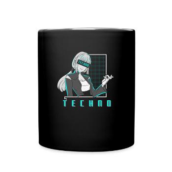 Techno Manga Anime Girl - Tasse einfarbig - Schwarz - Vorne