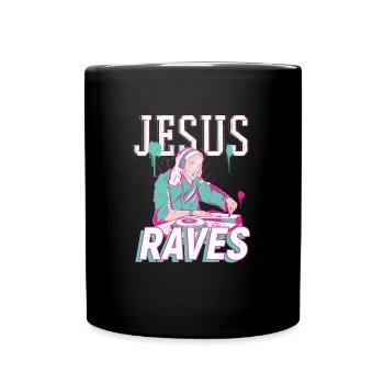 Rave Jesus - Techno DJ - Tasse einfarbig - Schwarz - Vorne