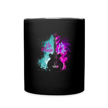 No Music No Life Guitar - Tasse einfarbig - Schwarz - Vorne