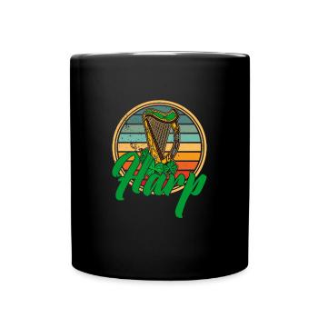 Musikschule Harfe Harfenist Irland Irisch - Tasse einfarbig - Schwarz - Vorne