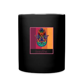 Yoga Hamsa Eye Hand Meditation Symbol Sign - Full Colour Mug - black - Front