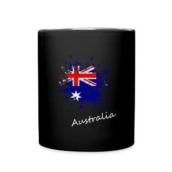 Australien Splash Kleks Retro Look Australia - Tasse einfarbig - Schwarz - Vorne