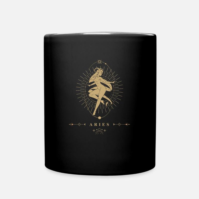 Widder Sternzeichen - Tasse einfarbig - Schwarz