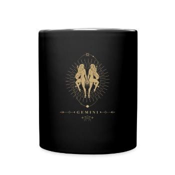 Zwilling Sternzeichen - Tasse einfarbig - Schwarz - Vorne