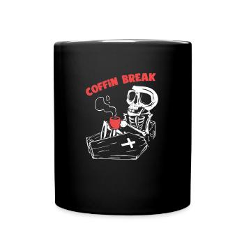 Coffin / coffee break - Lustiger Wortwitz - Tasse einfarbig - Schwarz - Vorne