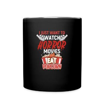 Horror Filme & Popcorn - Tasse einfarbig - Schwarz - Vorne