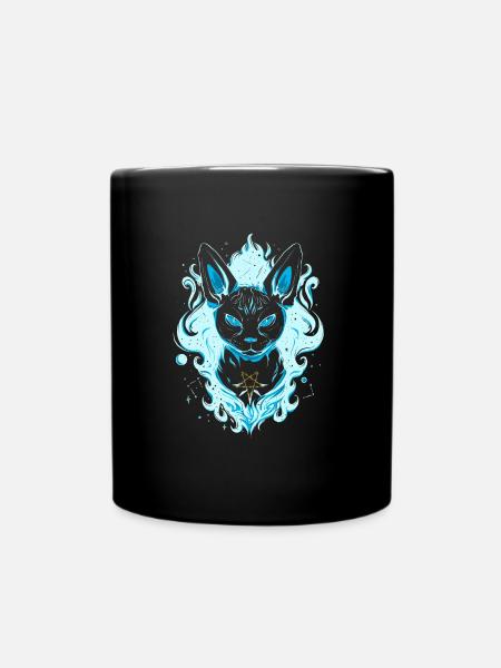 Blaue Cosmic Sphynx Katze - Tasse einfarbig - Schwarz