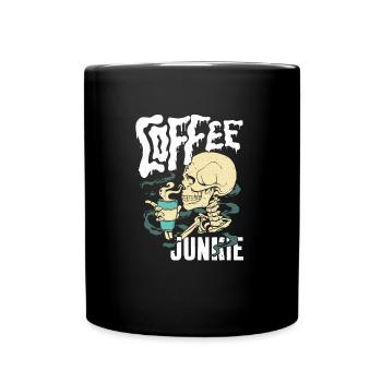 Kaffee Junkie - Cafe Sucht - Tasse einfarbig - Schwarz - Vorne