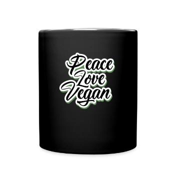 Peace Love Vegan - Tierliebe & Food - Tasse einfarbig - Schwarz - Vorne