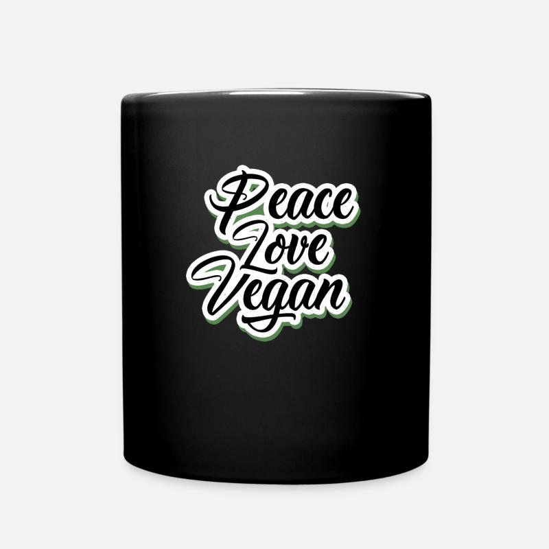 Peace Love Vegan - Tierliebe & Food - Tasse einfarbig - Schwarz