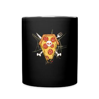 Pizza Halloween Style - Tasse einfarbig - Schwarz - Vorne