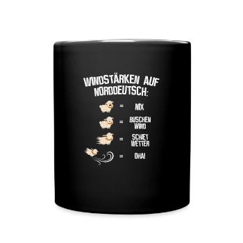 Windstärken auf Norddeutsch - Tasse einfarbig - Schwarz - Vorne