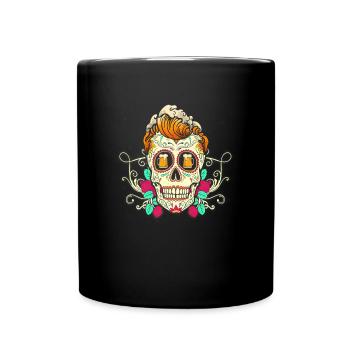 Beer Calavera - Dia de los muertos - Tasse einfarbig - Schwarz - Vorne