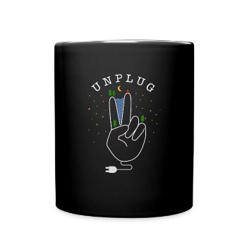 Unplug - Natur, Wald und Berge - Tasse einfarbig - Schwarz - Vorne
