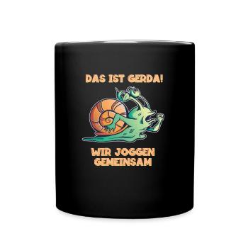 Das ist Gerda - wir joggen gemeinsam - Tasse einfarbig - Schwarz - Vorne