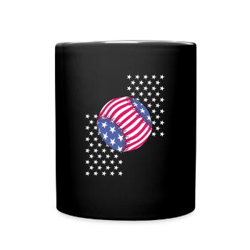 Baseball mit Amerika Flagge - Tasse einfarbig - Schwarz - Vorne