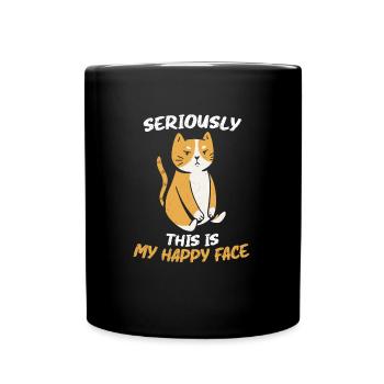 Ernsthaft! Das ist mein glückliches Gesicht - Tasse einfarbig - Schwarz - Vorne