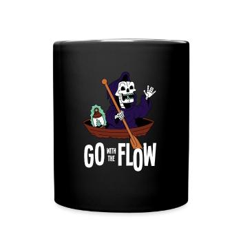 Mit dem Strom schwimmen - Go with the Flow - Tasse einfarbig - Schwarz - Vorne