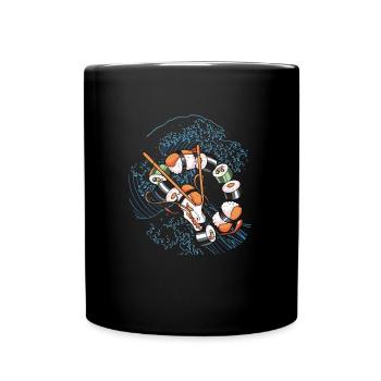 Sushi Drache auf Welle - Tasse einfarbig - Schwarz - Vorne