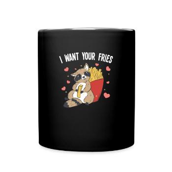 Ich will deine Fritten - Pommes - Tasse einfarbig - Schwarz - Vorne