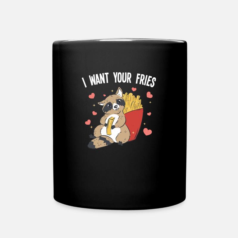 Ich will deine Fritten - Pommes - Tasse einfarbig - Schwarz