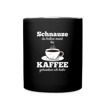 Morgenmuffel Kaffeetrinker mit Kaffee Sucht - Tasse einfarbig - Schwarz - Vorne