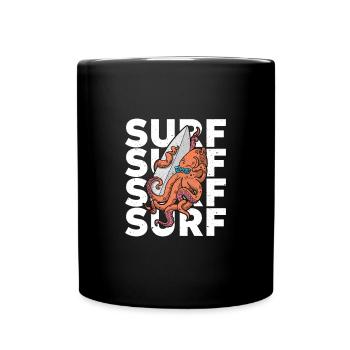 Surfing Ozean Surfender Oktopus Sommer Brett - Tasse einfarbig - Schwarz - Vorne