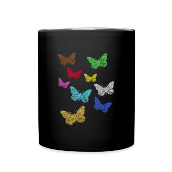Schmetterlinge Butterflies - Tasse einfarbig - Schwarz - Vorne