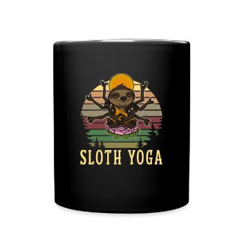 Faultier Lotus Namaste Yoga Meditation Buddha - Tasse einfarbig - Schwarz - Vorne
