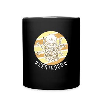 Faultier Namaste Yoga Buddha Meditation Zen - Tasse einfarbig - Schwarz - Vorne